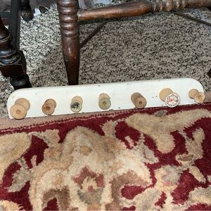 Rustic Salvaged White Painted Wooden Wall VINTAGE Spool Rack